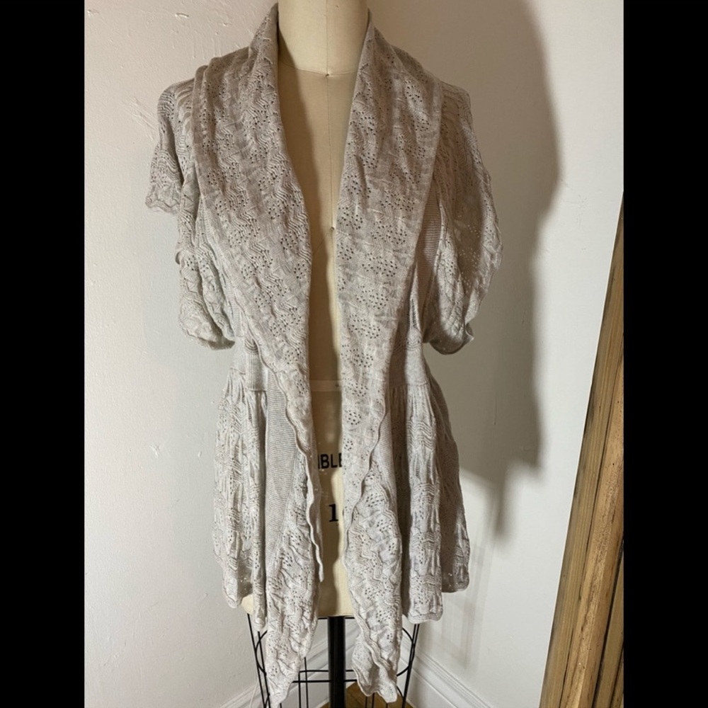 Anthropologie pointelle flutter sleeve cardigan